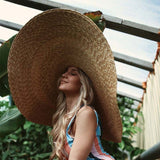 Boho Hat, Sun Hat, Beach Hat, Extra Large Wide Brim Straw Hat (45 cm) - Wild Rose Boho