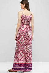 Boho 2 Piece Set, Matching Crop Top and Palazzo Pant, Wild Boho Square Purple - Wild Rose Boho