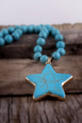 Boho Necklace, RH Turquoise White Blue Natural Stone - Wild Rose Boho