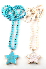 Boho Necklace, RH Turquoise White Blue Natural Stone - Wild Rose Boho