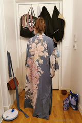 Boho Robe, Kimono Robe, Love in the Mist in Navy - Wild Rose Boho