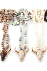 Boho Necklace, RH Amazonite Horn Natural Green Stone - Wild Rose Boho