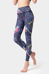 Yoga Legging, Yoga Pants, Boho Legging, Tight with Pocket Forrest in Deep Blue Bird