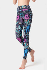 Yoga Legging, Yoga Pants, Boho Legging, Tight with Pocket Forrest in Rose Red Flower
