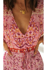 Mini Dress, Boho Dress, Sundress, Vacation in Pink Fuchsia - Wild Rose Boho