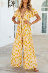 Boho Jumpsuit, Boho Romper, Cyan in Yellow