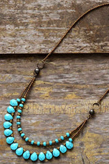 Boho Necklace, Blue Agate, Jasper and Seeds - Wild Rose Boho