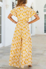 Boho Jumpsuit, Boho Romper, Cyan in Yellow