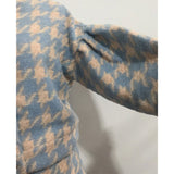 Autumn Winter 2 Piece Set, Matching Wool Plaid Jacket and Mini Skirt, Vintage Winter in Blue-White - Wild Rose Boho