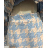 Autumn Winter 2 Piece Set, Matching Wool Plaid Jacket and Mini Skirt, Vintage Winter in Blue-White - Wild Rose Boho