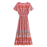 Boho Maxi Dress, Sundress, Pink Rosella