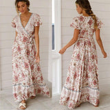 Maxi Dress, Sundress, Wrap Dress, Flower Song in Blue and White - Wild Rose Boho