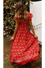 Maxi Dress, Sundress, Wrap Dress, Red Ruby - Wild Rose Boho