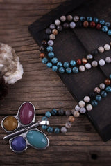 Boho Necklace, RH Crystal Butterfly Blue Natural Stone - Wild Rose Boho