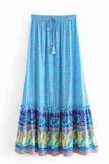 Boho Skirt, Maxi Skirt, Blue Peacock - Wild Rose Boho