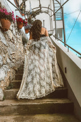 Boho Robe, Lace Gown Robe, Sexy Lingerie Robes, Sofia Robe in White - Wild Rose Boho