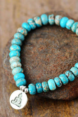 Boho Bracelet, Stretchy Bracelet, 10MM Brown Imperial Japser Lotus - Wild Rose Boho