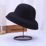 Boho Hat, Floppy Vintage Hat, Audrey Black Wool White Scraf