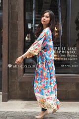 Boho Robe, Kimono Robe, Peony Blue Bird - Wild Rose Boho