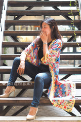 Boho Robe, Kimono Robe, Peony Blue Bird - Wild Rose Boho