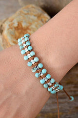 Boho Bracelet, Friendship Bracelet, Blue Amazoniteand Purple Jasper - Wild Rose Boho
