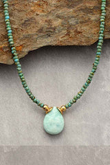 Boho Necklace, Seed Beads, Amazonite and Lapis