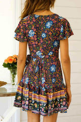 Mini Dress, Sundress, Wrap Dress, Urban Flow in Red and Navy - Wild Rose Boho