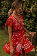 Mini Dress, Sundress, Indian Red - Wild Rose Boho