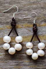 Boho Earrings, Dangle Earrings, White Bohemian Peal - Wild Rose Boho