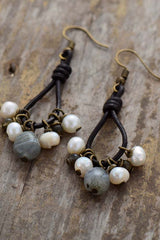 Boho Earrings, Dangle Earrings, Black Bohemian Peal - Wild Rose Boho