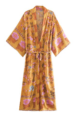 Boho Robe, Kimono Robe, Beach Cover up, Carolina Yellow Jasmine