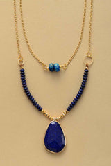 Boho Necklace, 2 Layers Lapis