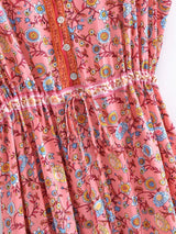 Boho Maxi Dress, Sundress, Pink Rosella