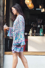 Boho Robe, Kimono Robe, Lovely Purple Verbena - Wild Rose Boho