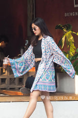 Boho Robe, Kimono Robe, Lovely Purple Verbena - Wild Rose Boho