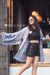 Boho Robe, Kimono Robe, Lovely Purple Verbena - Wild Rose Boho