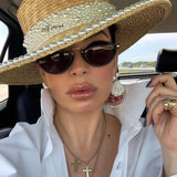 Boho Hat, Sun Beach Hat, Straw Bucket Hat, White Peal Trim - Wild Rose Boho