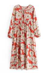 Boho Dress, Gown, Vintage Rose in Red - Wild Rose Boho