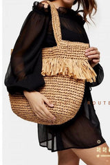 Boho Bag, Woven Straw Handbag, Savanna Tote - Wild Rose Boho