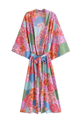 Boho Robe, Kimono Robe,  Beach Cover up, Maryam in Orange, Green and Pink