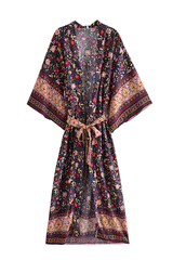 Boho Robe, Kimono Robe,  Beach Cover up, Midnight Garden