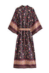 Boho Robe, Kimono Robe,  Beach Cover up, Midnight Garden