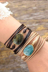 Boho Bracelet, Rope Wrap Bracelet, Blue Amazonite