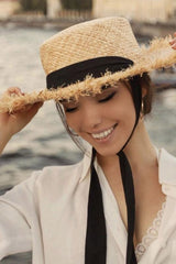 Boho Hat, Sun Hat, Beach Hat, Raffia Hat, Beige Holiday - Wild Rose Boho
