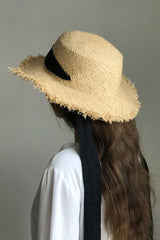 Boho Hat, Sun Hat, Beach Hat, Raffia Hat, Beige Holiday - Wild Rose Boho