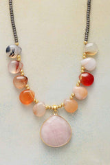 Boho Necklace, Rose Quartz Pendant Necklace