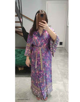 Boho Kimono Robe – “Forest in Purple” Floral Beach Cover-Up for Women