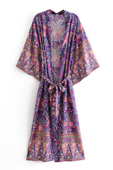 Boho Robe, Kimono Robe, Forest in Purple - Wild Rose Boho
