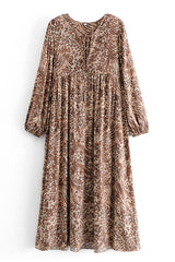 Gown Dress, Boho Maxi Dress, Loose Dress, Brown Wild Tiger