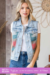 Boho Vest, Denim Vest Women, Felix, Fast Shipping